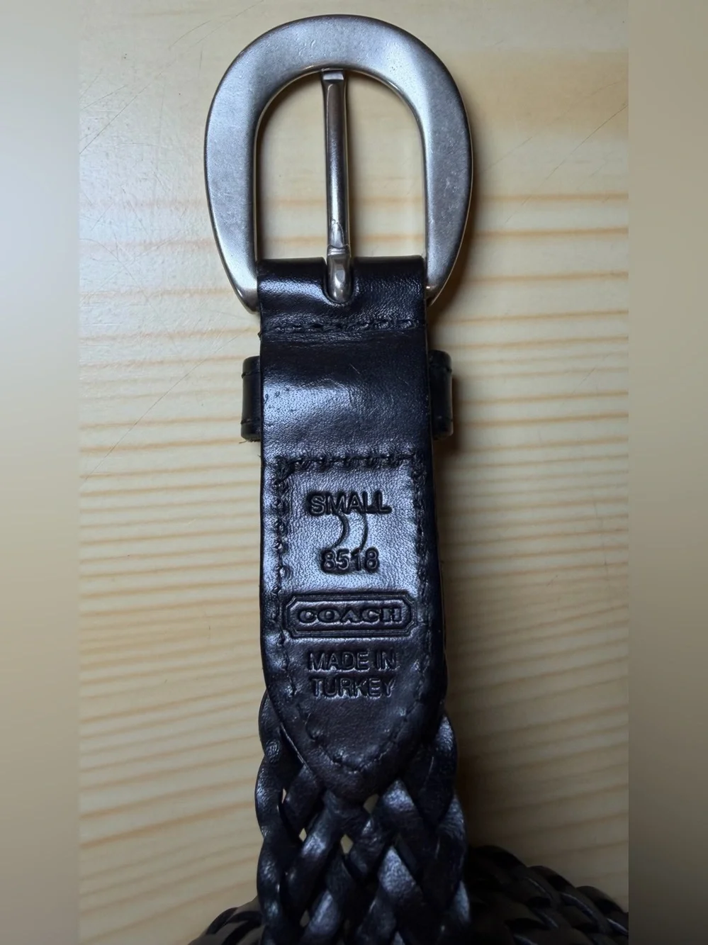 Coach Woman’s Black Leather Size Small Braided Belt 8515 32” Lightly Worn Woven